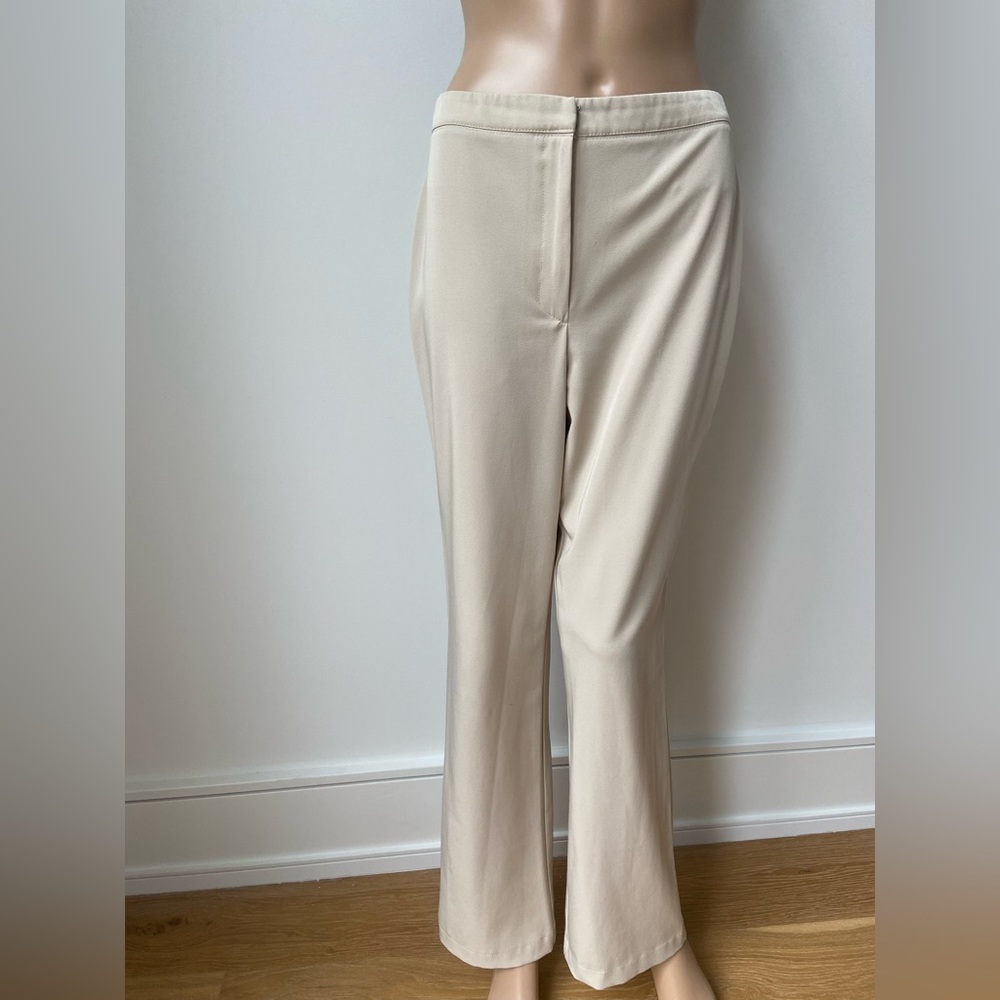 Beige jersey flare leg pants
